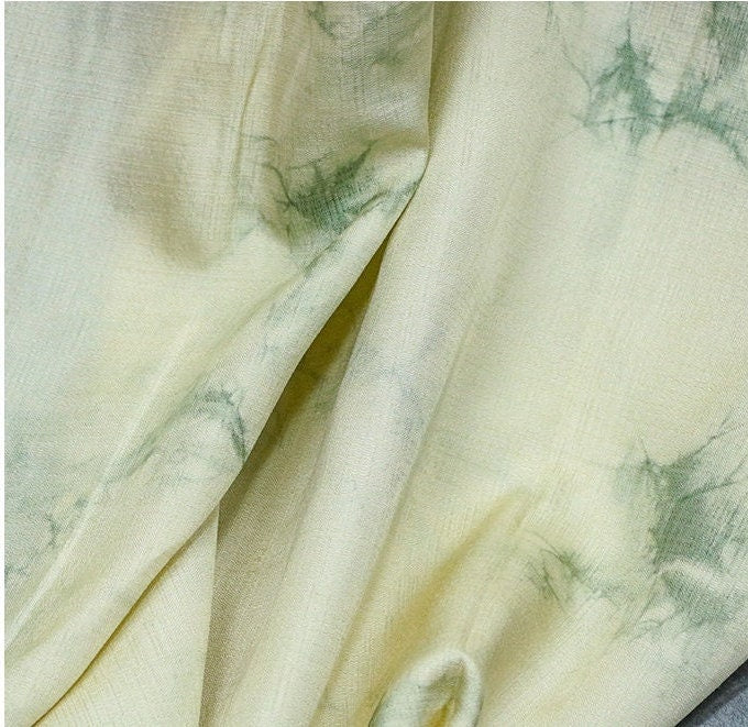 ELV - Hangmade Plant Tie-Dyed Tussah Silk Fabric - 135cm wide By the Yard