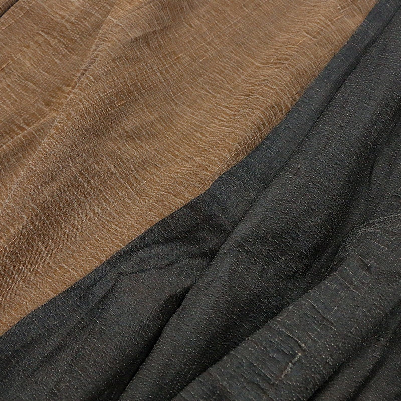 JILICHOU - 27 Momme  Handmade Gambiered Ganton Tussah Mud Silk Fabric - 130cm wide by the Yard
