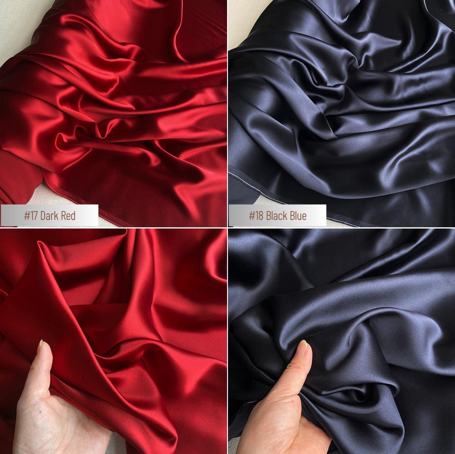 40 Momme Silk Charmeuse Fabric, 140cm Wide, 30 Colors, Luxury Mulberry Silk