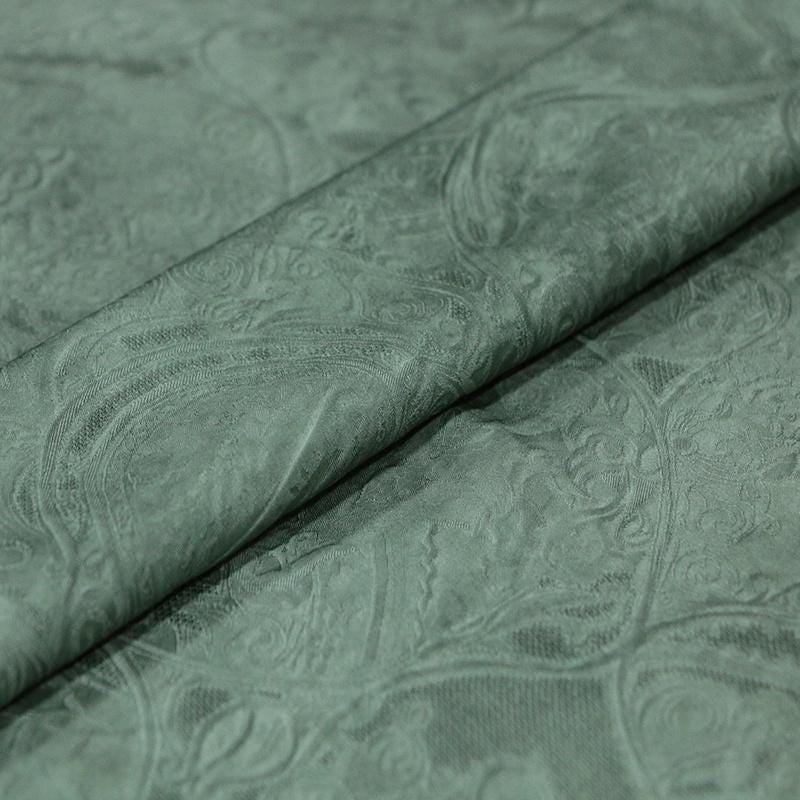 DIRHLV - 19 Momme Vintage Style Dirty Dyed Gray Green Stretchy Jacquard Sangbo Satin Silk Fabric - 130cm wide by the Yard