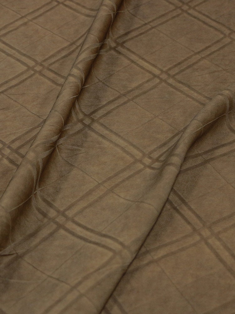 LINGX - Handmade Dirty Dyed Fried Color Full Silk Rhombus Jacquard Satin Artistic Style Mulberry Silk Fabric - 137cm by the Yard