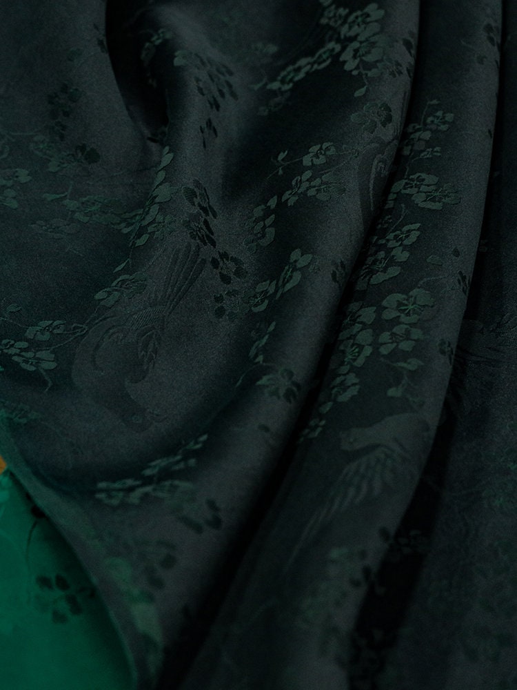 RUINI - Jacquard Handmade Plant Dye Mud Silk Fabric Silk Viscose Blend - 133cm wide by the Yard