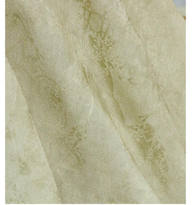 ZRZSTI - 19 Momme Vintage Style Dirty Dyed Tussah Silk Jacquard Satin Silk Fabric - 130cm wide by the Yard
