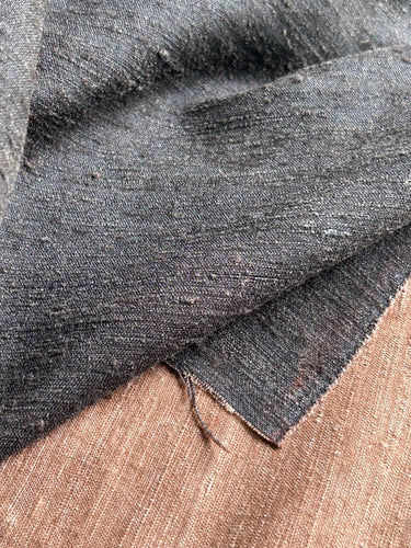 YEZUOSI - 50 Momme 100% Tussah Slub Mud Silk Fabric, Black and Brown,120cm wide by the Yard