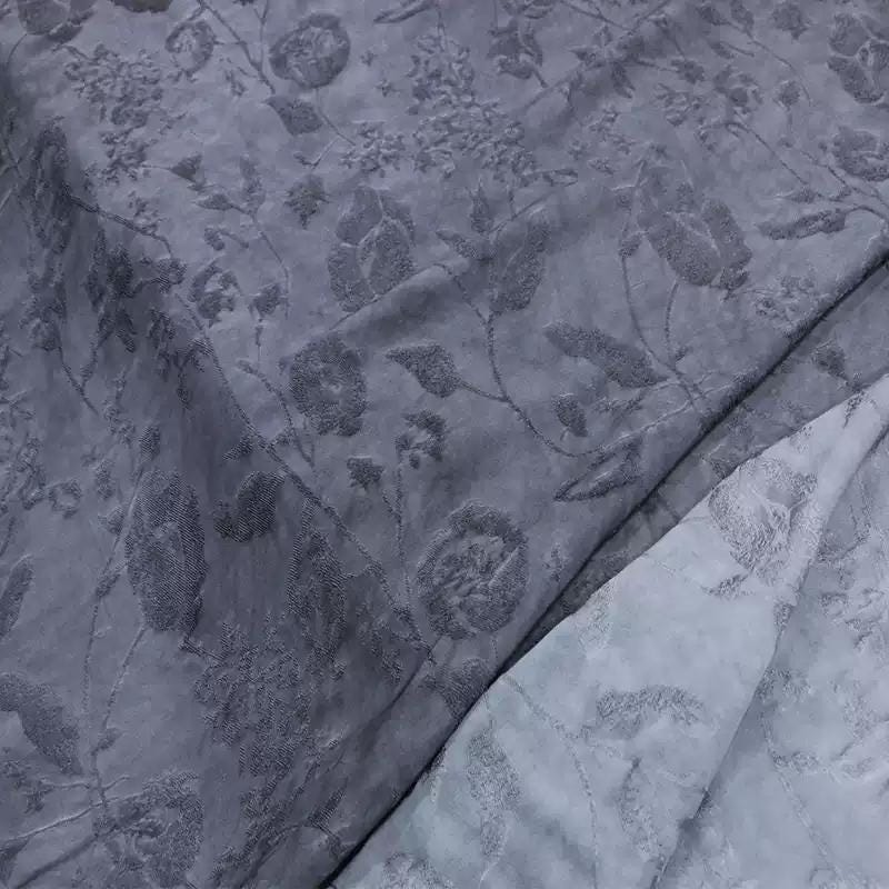 PUGOYI - 19 Momme Vintage Style Dirty Purple Tussah Silk Jacquard Silk Fabric - 125cm wide by the Yard