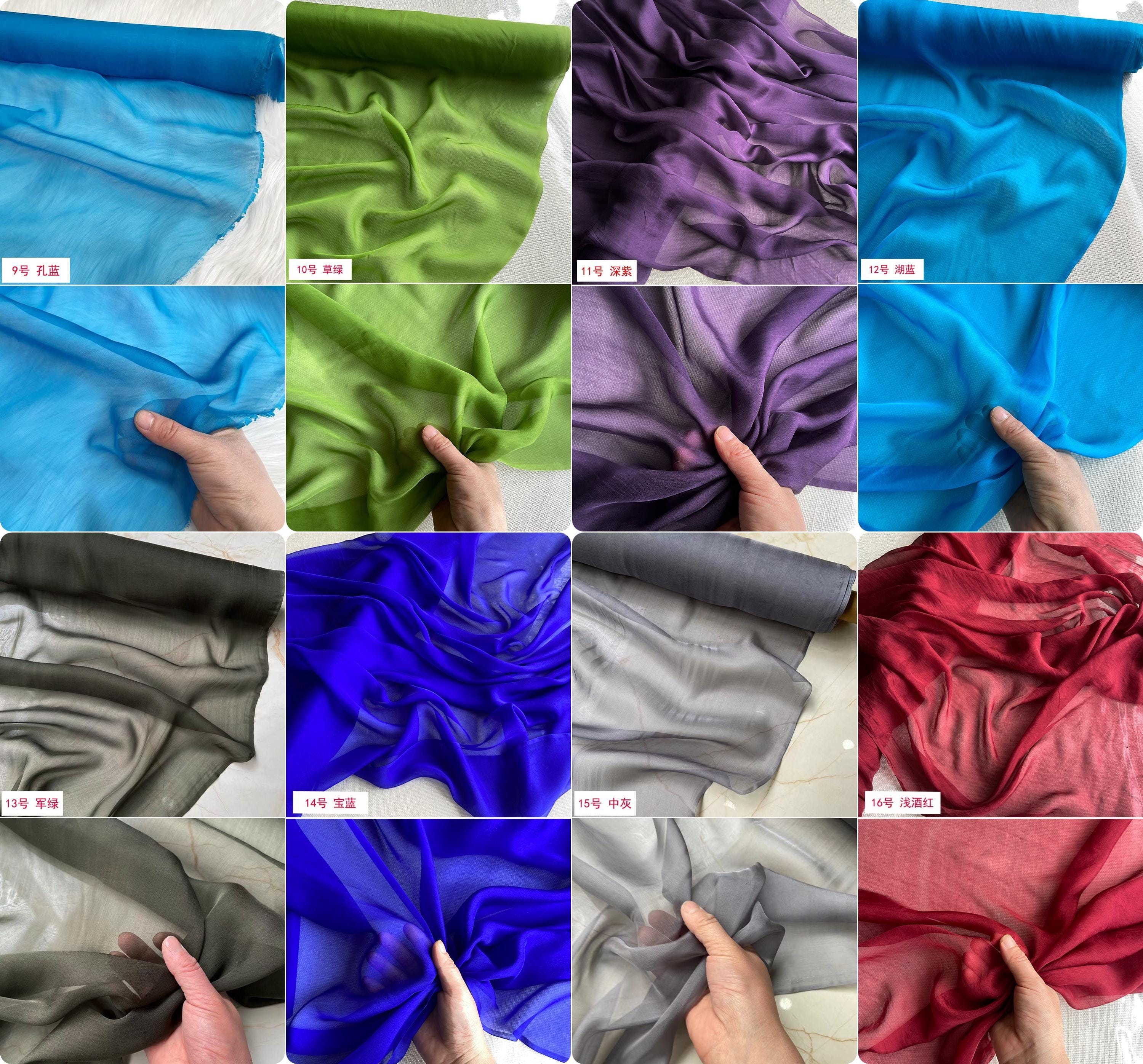 50 Solid Color - 6 momme Mulberry Silk Chiffon Fabric - 138cm wide by the Yard