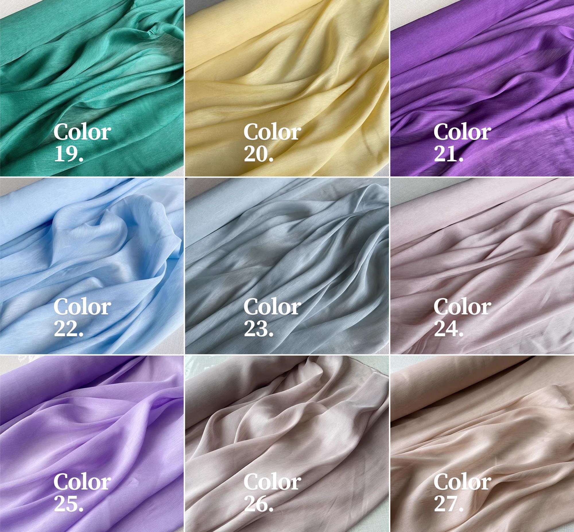 50C14SLIN - 14 momme 50 Solid Colors Silk Linen Fabric - 140cm wide by the Yard