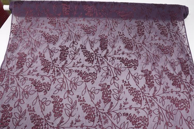 JIURED - Sheer Burnout Silk Devore Satin Fabric - 112cm wide by the Yard