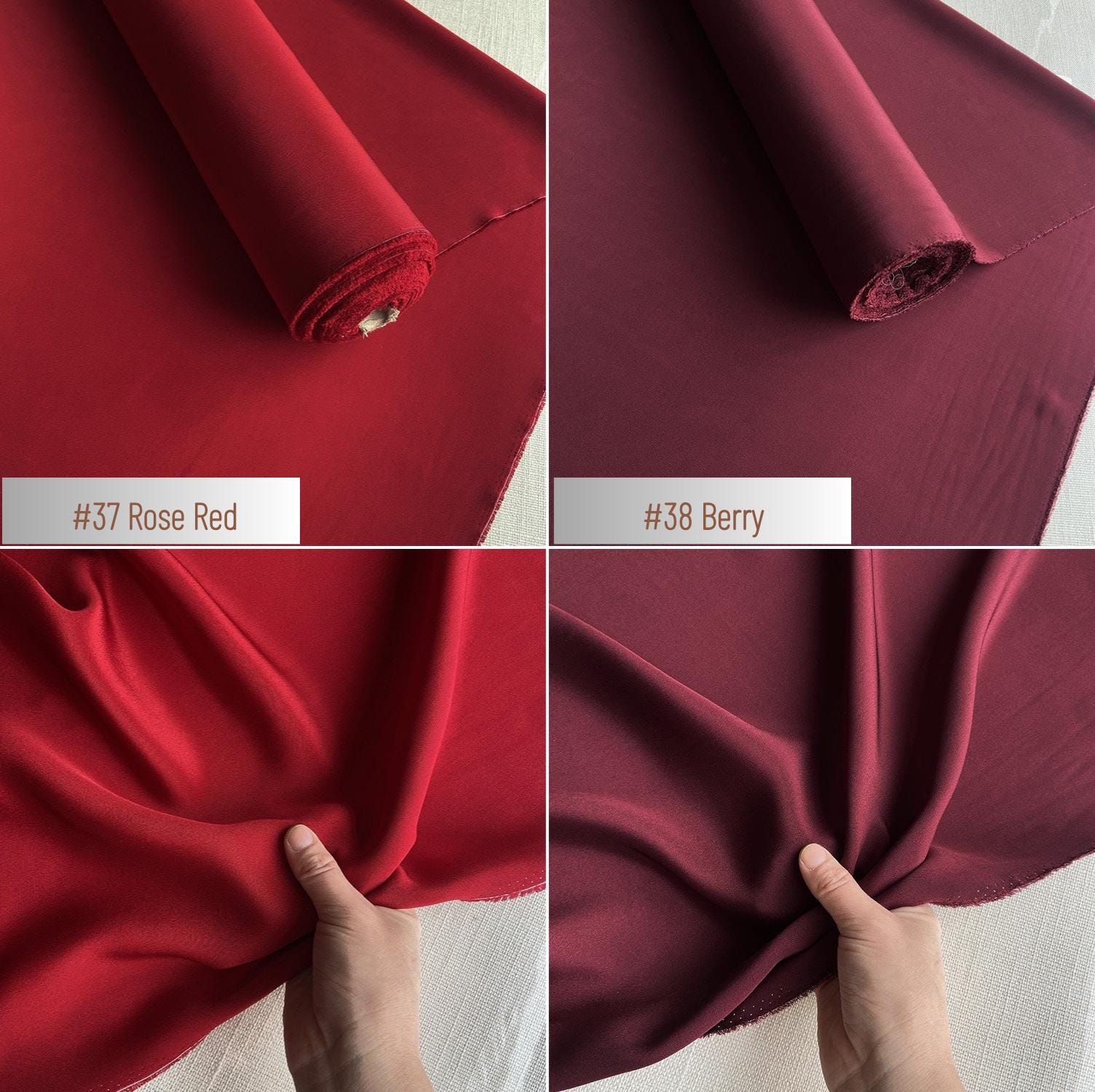 Heavy 30 Momme Silk Crepe de Chine Fabric – 45" Wide, 43 Colors, 100% Mulberry Silk