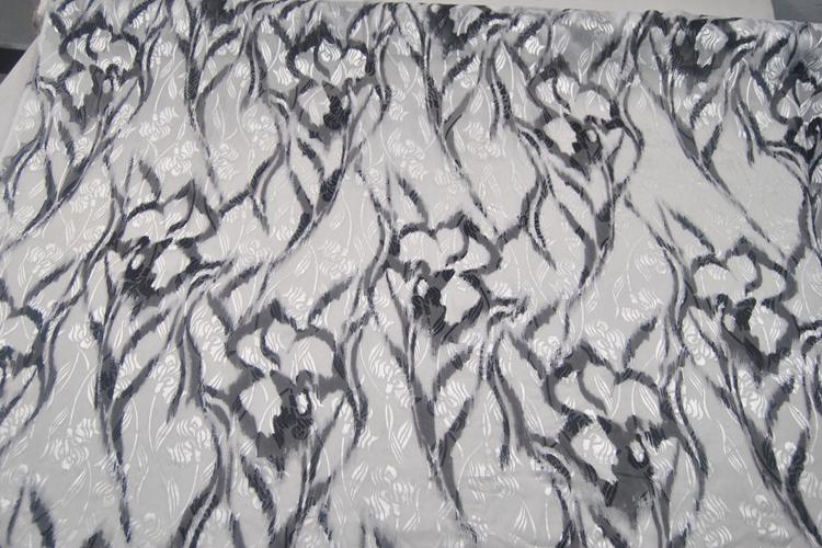 JFHLHW - Silk Devore Satin Fabric,  10 Momme Burnout Floral , 138 cm Wide by the Yard