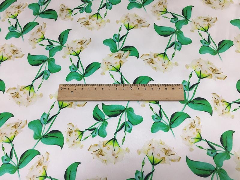 SUYAHU - 16 Momme Elegant Floral Print Charmeuse Silk Satin Fabric - 138cm wide by the Yard