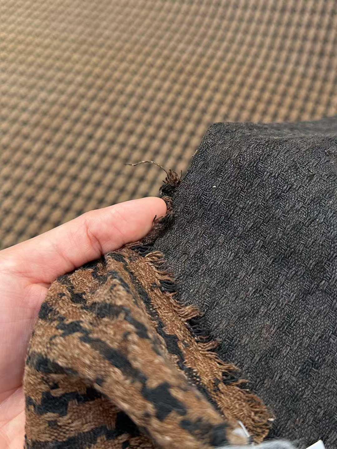 QIANOGE - 60 Momme 100% Tussah Slub Mud Silk Fabric, Coffee and Brown,100cm wide by the Yard