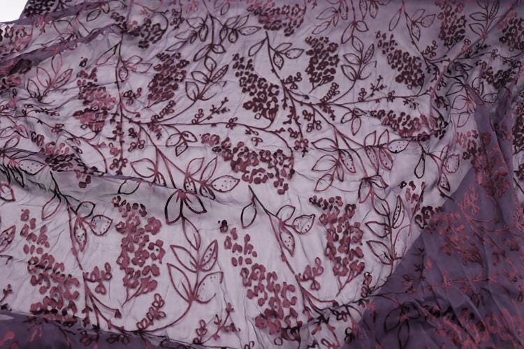 JIURED - Sheer Burnout Silk Devore Satin Fabric - 112cm wide by the Yard