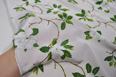 MUXIANG - 22 momme Floral Print Stretch Silk Crepe de Chine Fabric - 138cm wide by the Yard