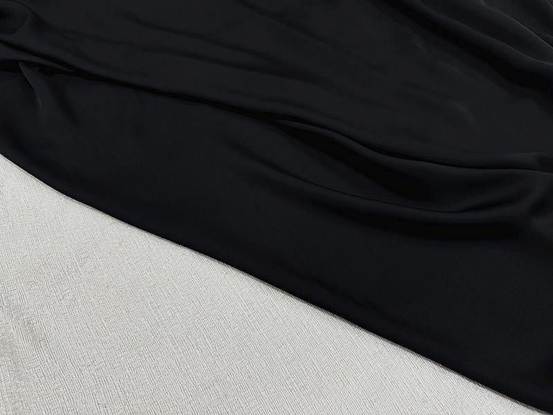 SQCUNH - 23 Momme Solid Color Black Double Joe Satin Silk Fabric - 137cm wide by the Yard