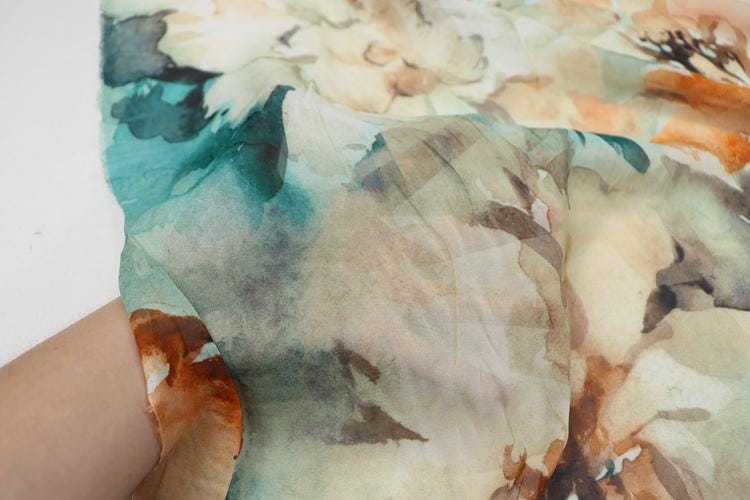 JFHGDF - 9 Momme Floral Print Silk Georgette Fabric - 140cm wide by the Yard