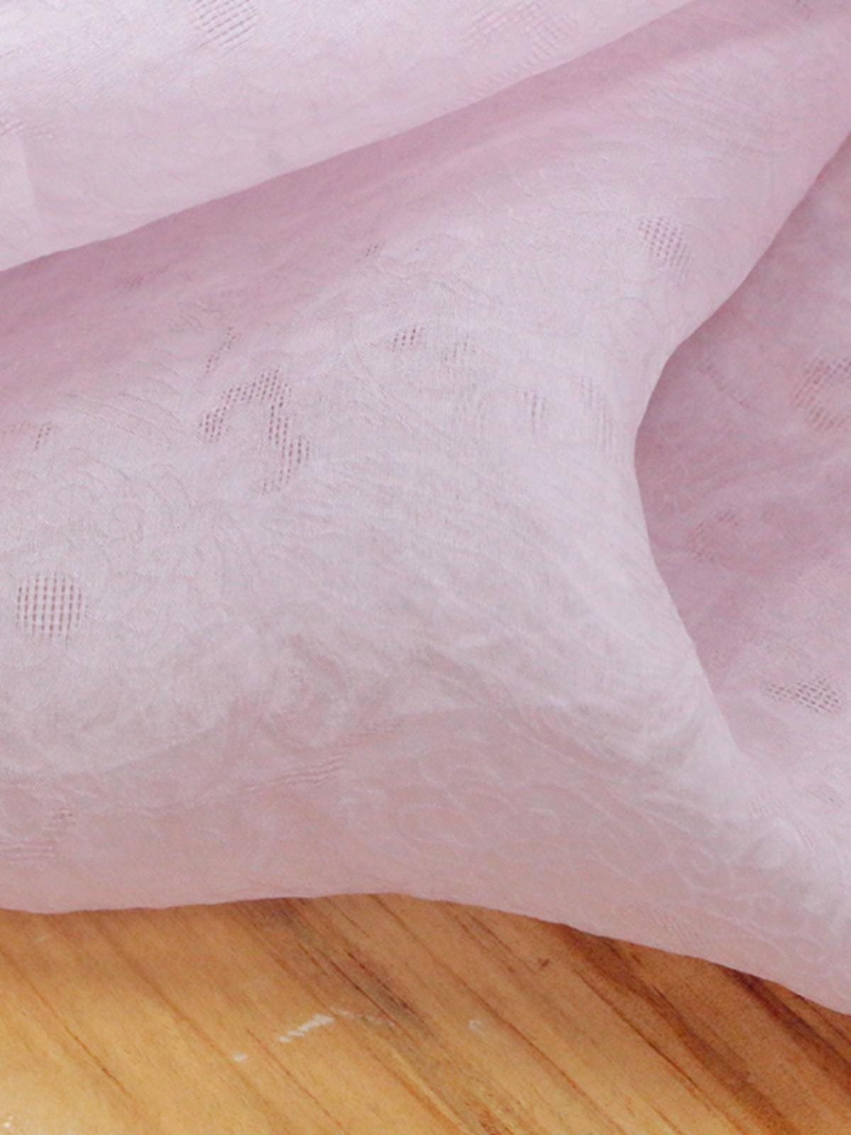 YANFEN - 16 Momme Vintage Style Dirty Dyed Sakura Powder Jacquard Crepe Satin Silk Fabric - 130cm wide by the Yard