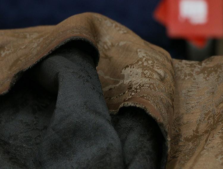 ZUOCAN - 24 Momme Handmade Pure Tussah Silk Gambiered Ganton Gauze Silk Fabric ,130cm By the Yard