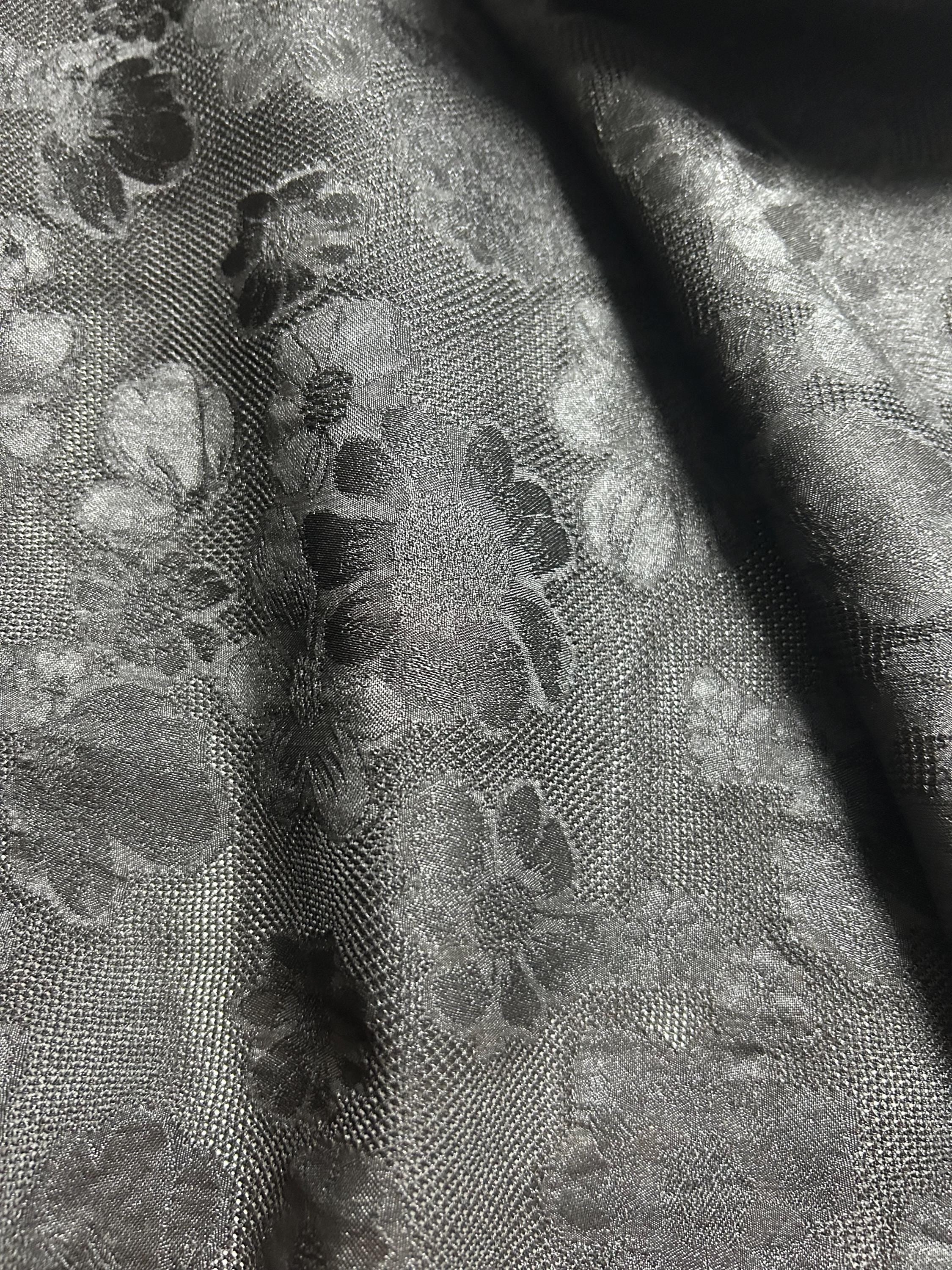 LJJLENO - 36 Momme Heritage Handmade Jacquard Black & Brown HUALUO Mud Silk Fabric - 90cm wide by the Yard