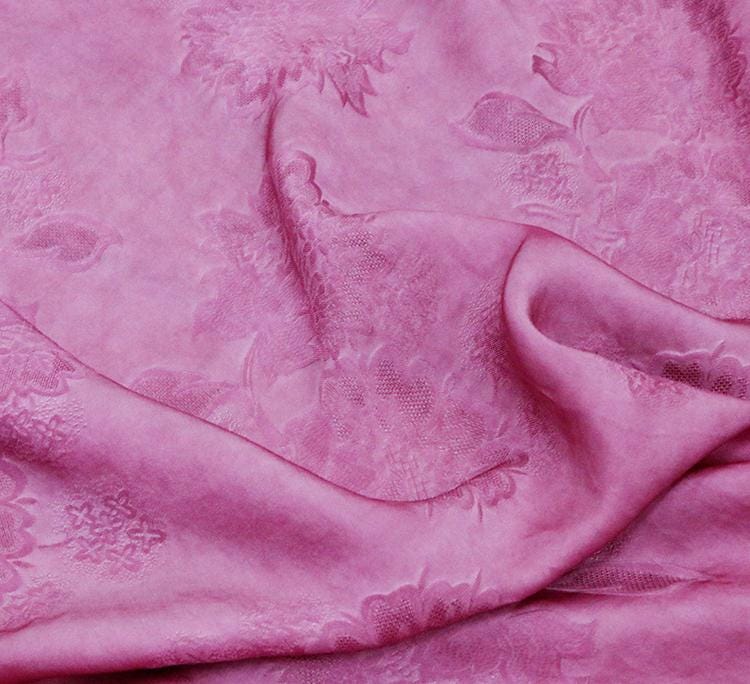MEIFSN - 16 Momme Vintage Style Dirty Dyed Rose Pink Jacquard Sambo satin Satin Silk Fabric - 135cm wide by the Yard