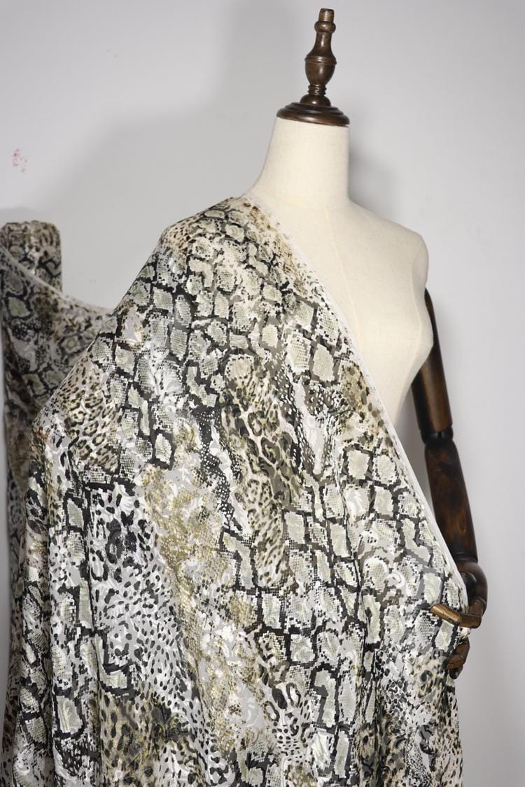 HUASHE - Sheer Burnout Silk Devore Satin Fabric - 140cm wide by the Yard