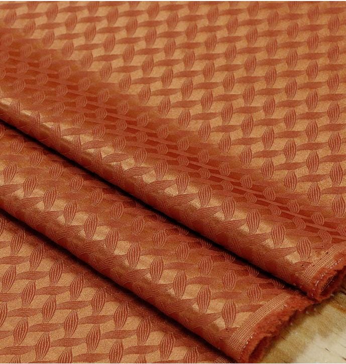 SIMOSZ - 25 Momme Caramel Color Cross Texture Jacquard  Mulberry Silk Wool  Blend Silk Fabric - 138cm wide by the Yard