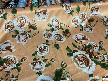 BIGDAM - 22 Momme Big Peony Pattern Digital Print Sangbo Stretch Silk Satin Fabric - 108cm wide by the Yard