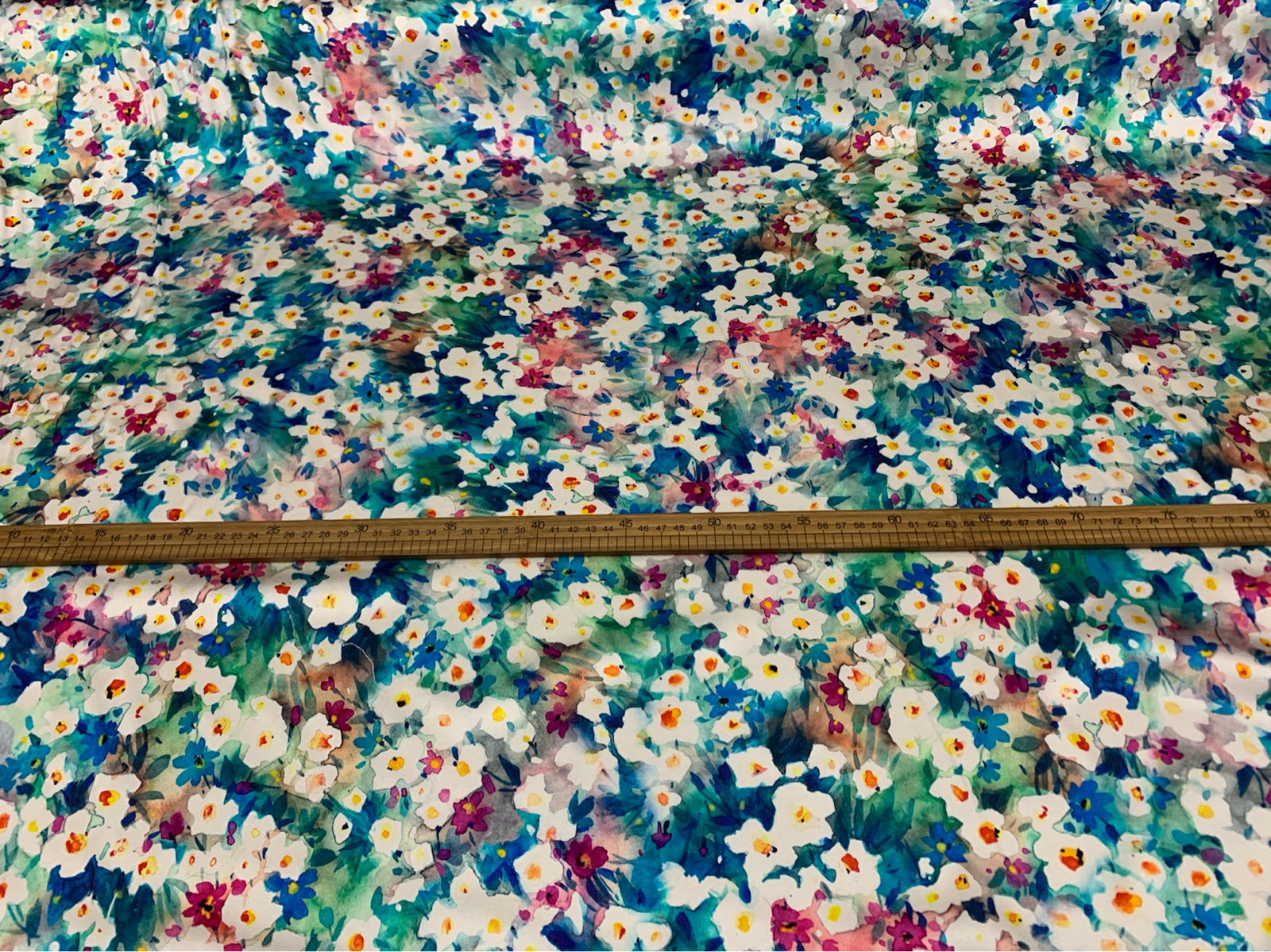 BLUEFA - 19 Momme Small Blue Florals Pattern Digital Print Stretch Silk Satin Fabric - 108cm wide by the Yard