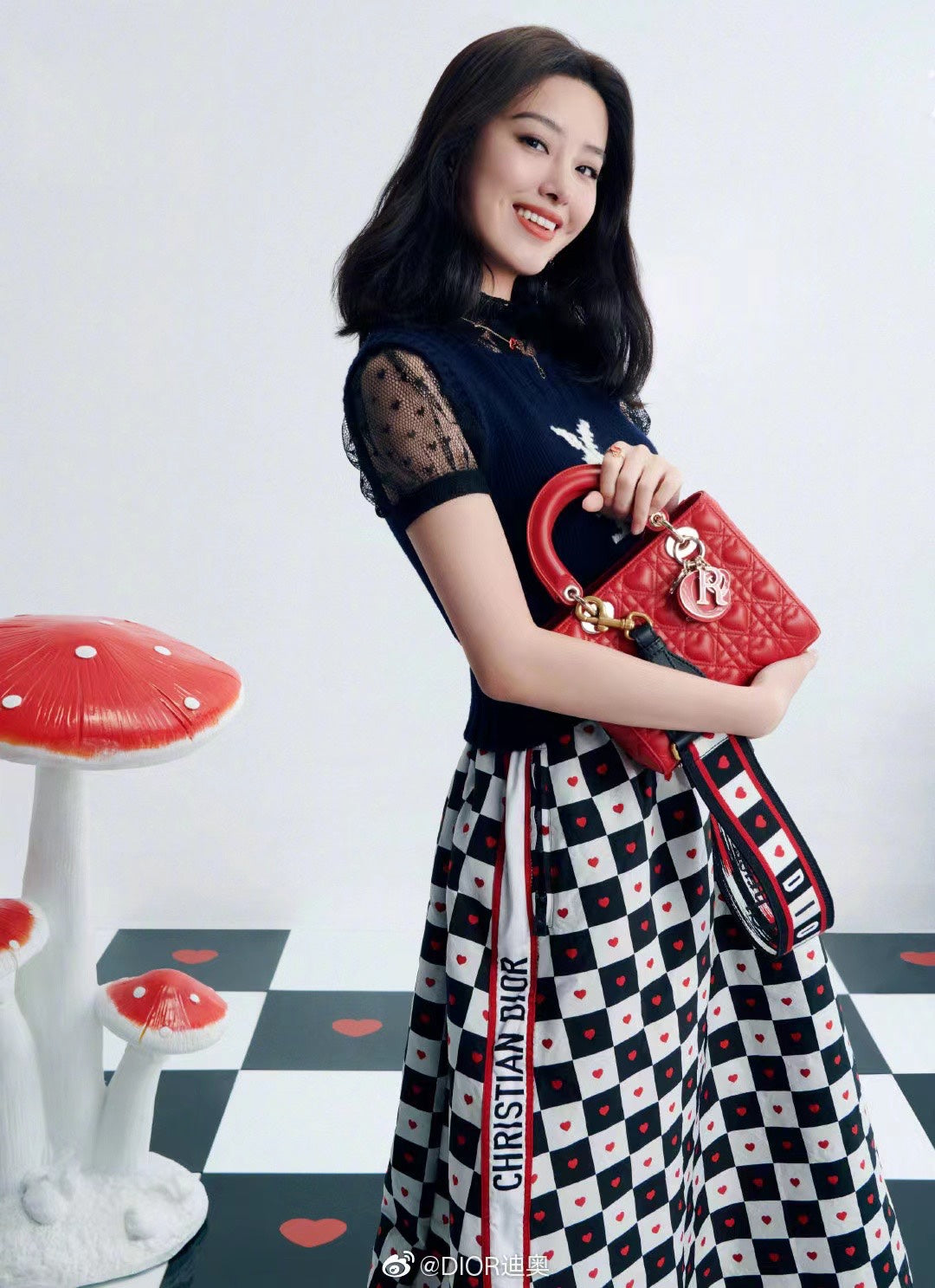 BUBAXG - 21 Momme Grid Love Digital Print Stretch Silk Satin Fabric - 140cm wide by the Yard