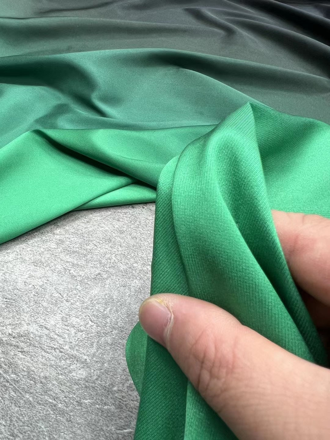 BUBLJB - 21 Momme Green Gradient Color  Digital Print Stretch Silk Satin Fabric - 140cm wide by the Yard