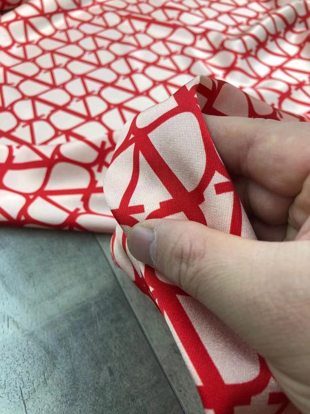 BUBZMV - 21 Momme Letter Digital Print Stretch Silk Satin Fabric - 140cm wide by the Yard