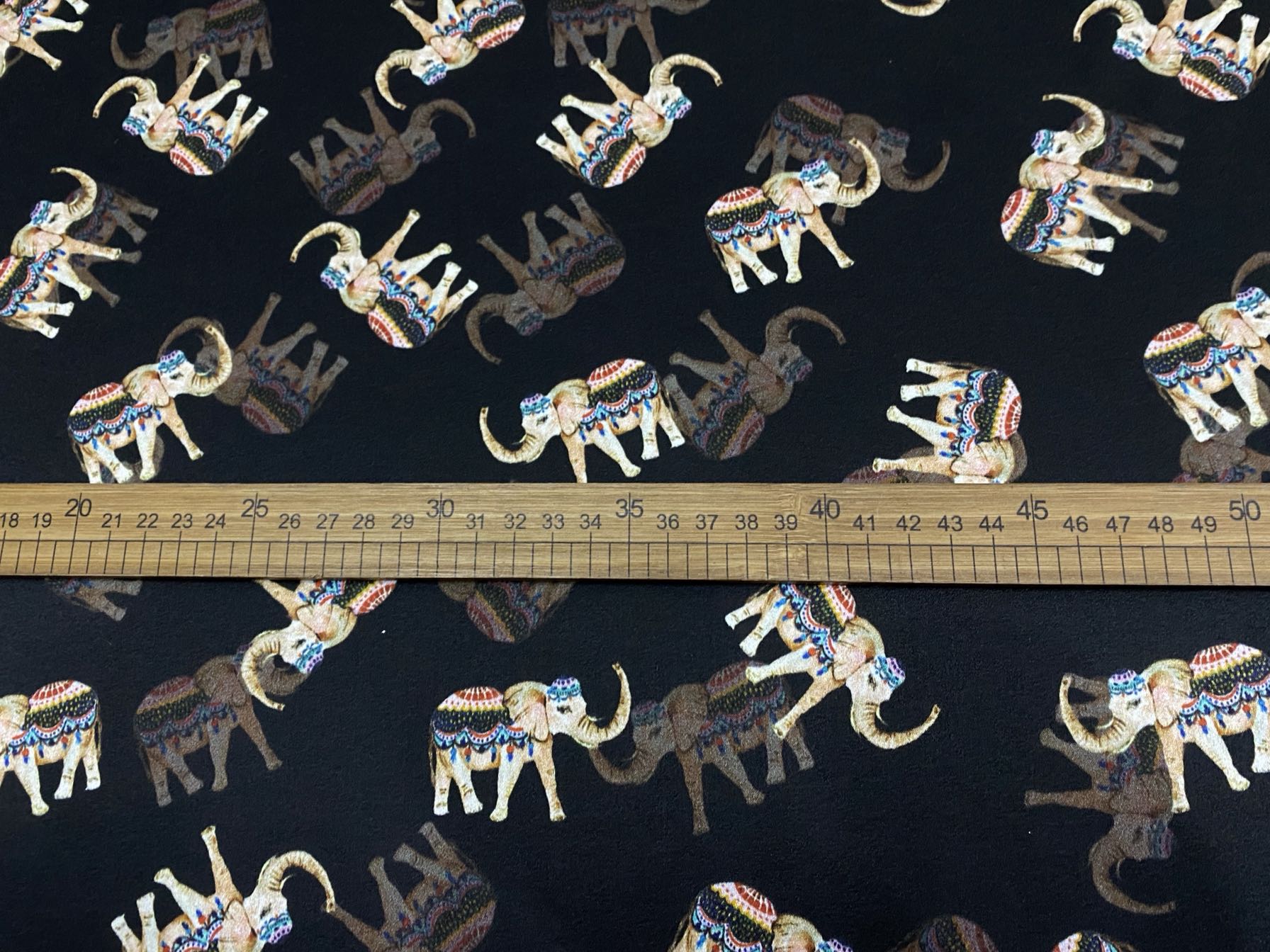 DAELEP - 19 Momme Elephant Pattern Digital Print Stretch Silk Satin Fabric - 140cm wide by the Yard