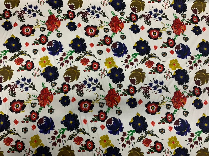 FADUOH - 19 Momme Romantic Floral Pattern Digital Print Stretch Silk Satin Fabric - 108cm wide by the Yard