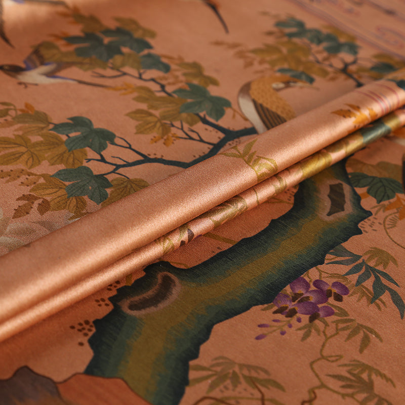 GUJFLY - Handmade75 Momme PIZI Mud Silk Satin Fabric - 112cm wide by the Yard