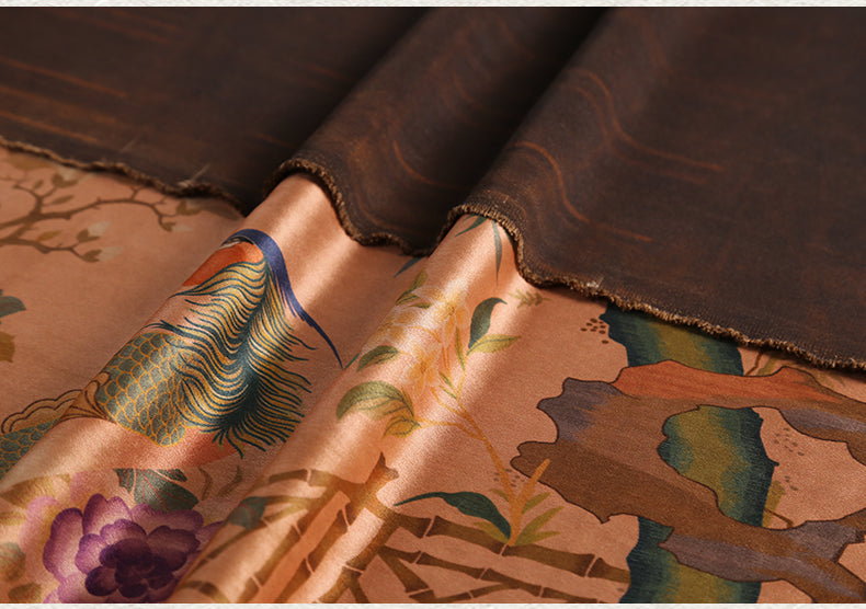 GUJFLY - Handmade75 Momme PIZI Mud Silk Satin Fabric - 112cm wide by the Yard