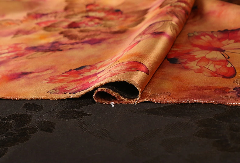 GUJJFD - Handmade 40 Momme Mud Silk Satin Fabric - 114cm wide by the Yard