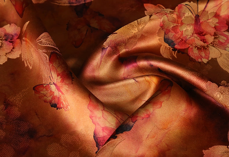 GUJJFD - Handmade 40 Momme Mud Silk Satin Fabric - 114cm wide by the Yard