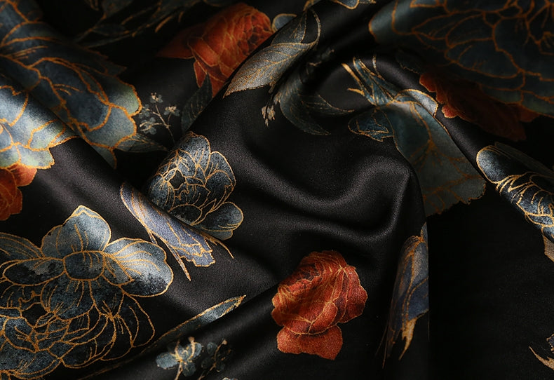 GUJLFR - Handmade 40 Momme Mud Silk Satin Fabric - 112cm wide by the Yard