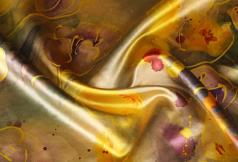 GUJYUJ - Handmade 40 Momme Mud Silk Satin Fabric - 112cm wide by the Yard