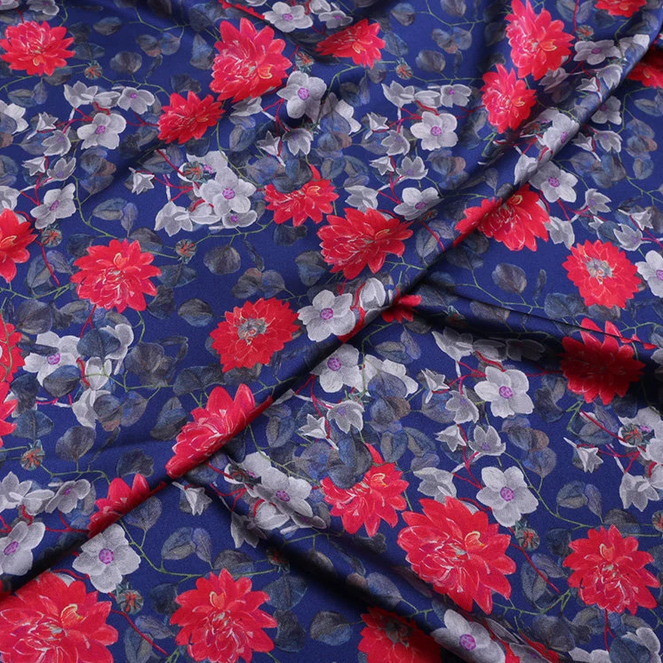 HONBAILI - 19 momme Digital Print Stretch Silk Satin Fabric - 140cm wide by the Yard