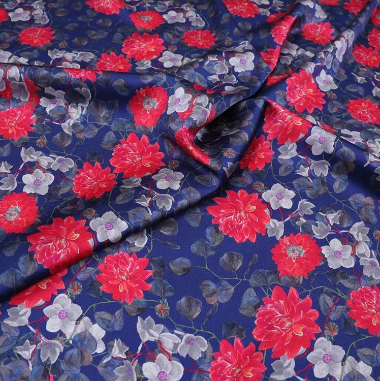 HONBAILI - 19 momme Digital Print Stretch Silk Satin Fabric - 140cm wide by the Yard