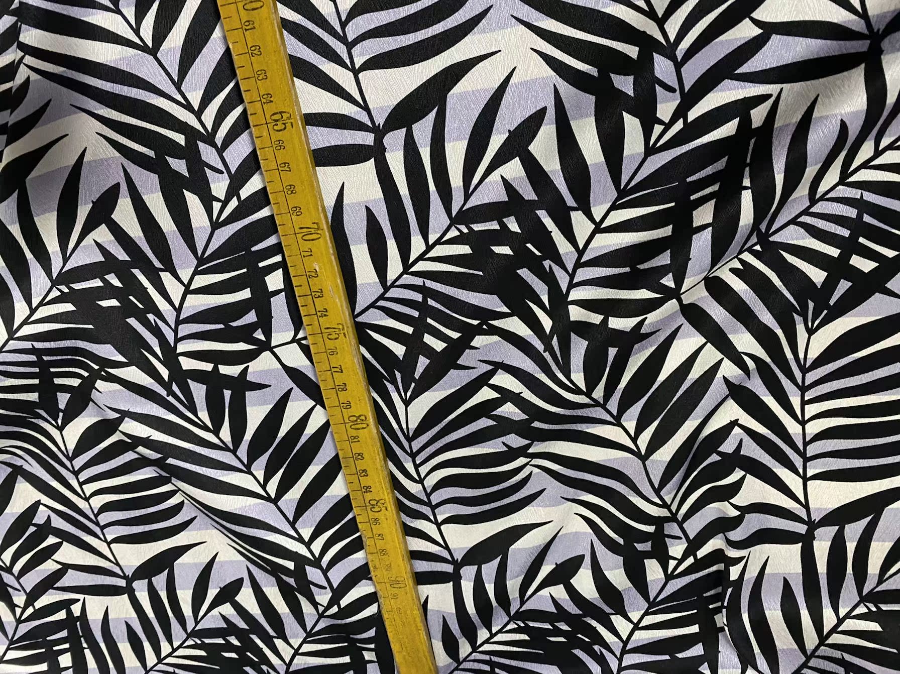 HUDAYE - 22 Momme Black and White Leaves Pattern Digital Print Stretch Silk Satin Fabric - 108cm wide by the Yard