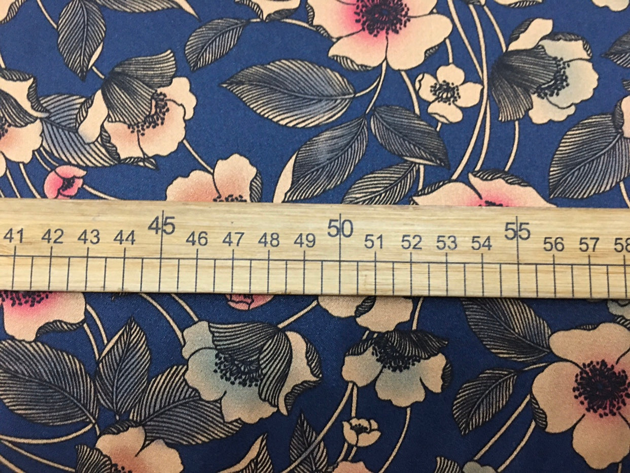 LITSUI - 19 Momme Flowers Pattern Digital Print Stretch Silk Satin Fabric - 140cm wide by the Yard