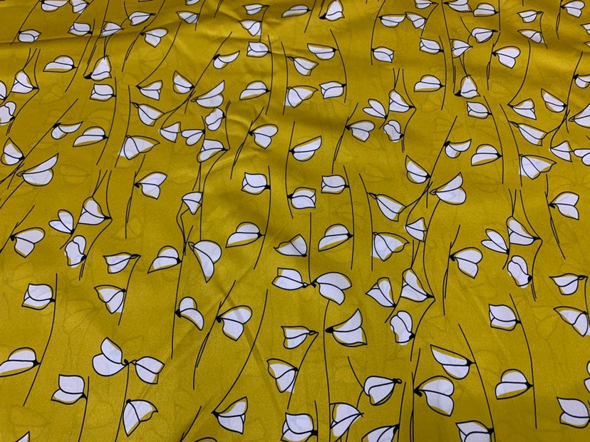 MILHUA - 19 Momme Flowers Pattern Digital Print Stretch Silk Satin Fabric - 108cm wide by the Yard