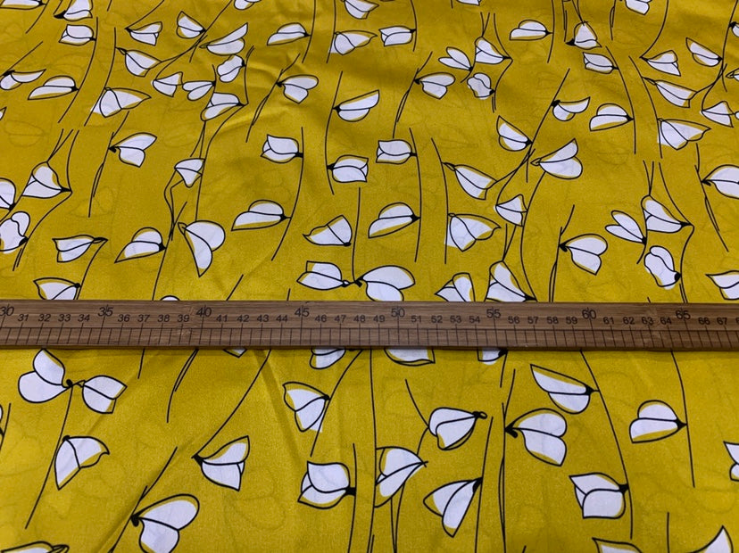 MILHUA - 19 Momme Flowers Pattern Digital Print Stretch Silk Satin Fabric - 108cm wide by the Yard