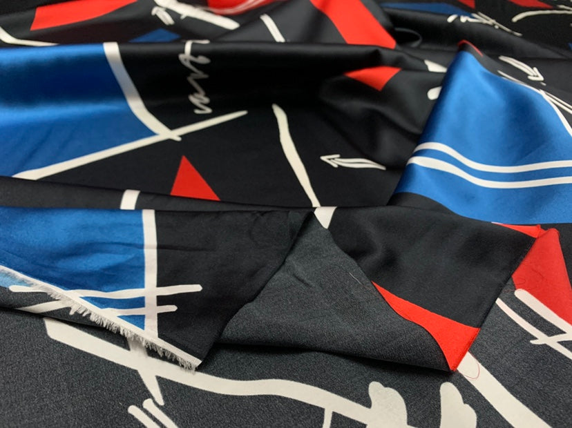 MINYUO - 19 Momme Fashion Irregular Pattern Digital Print Stretch Silk Satin Fabric - 140cm wide by the Yard