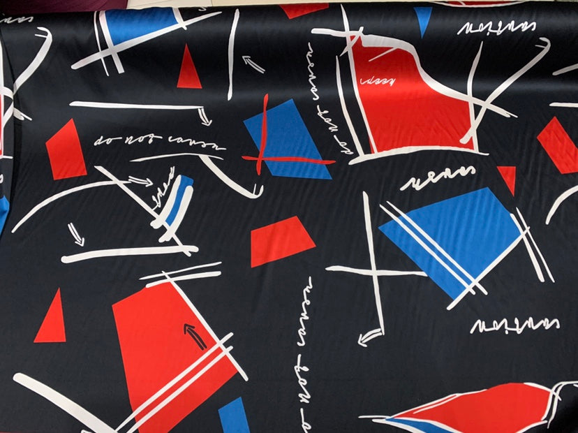 MINYUO - 19 Momme Fashion Irregular Pattern Digital Print Stretch Silk Satin Fabric - 140cm wide by the Yard