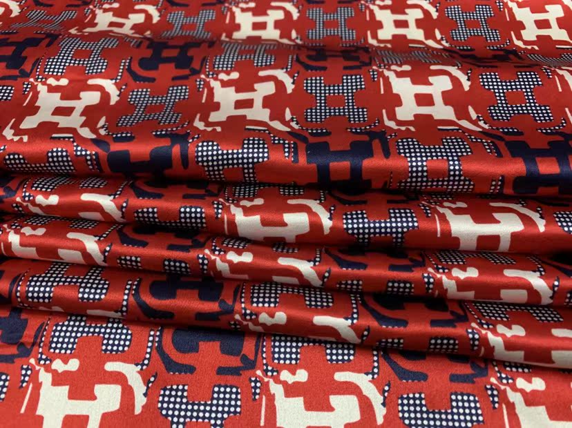 MZUFEN - 19 Momme Ethnic Style Pattern Digital Print Stretch Silk Satin Fabric - 140cm wide by the Yard