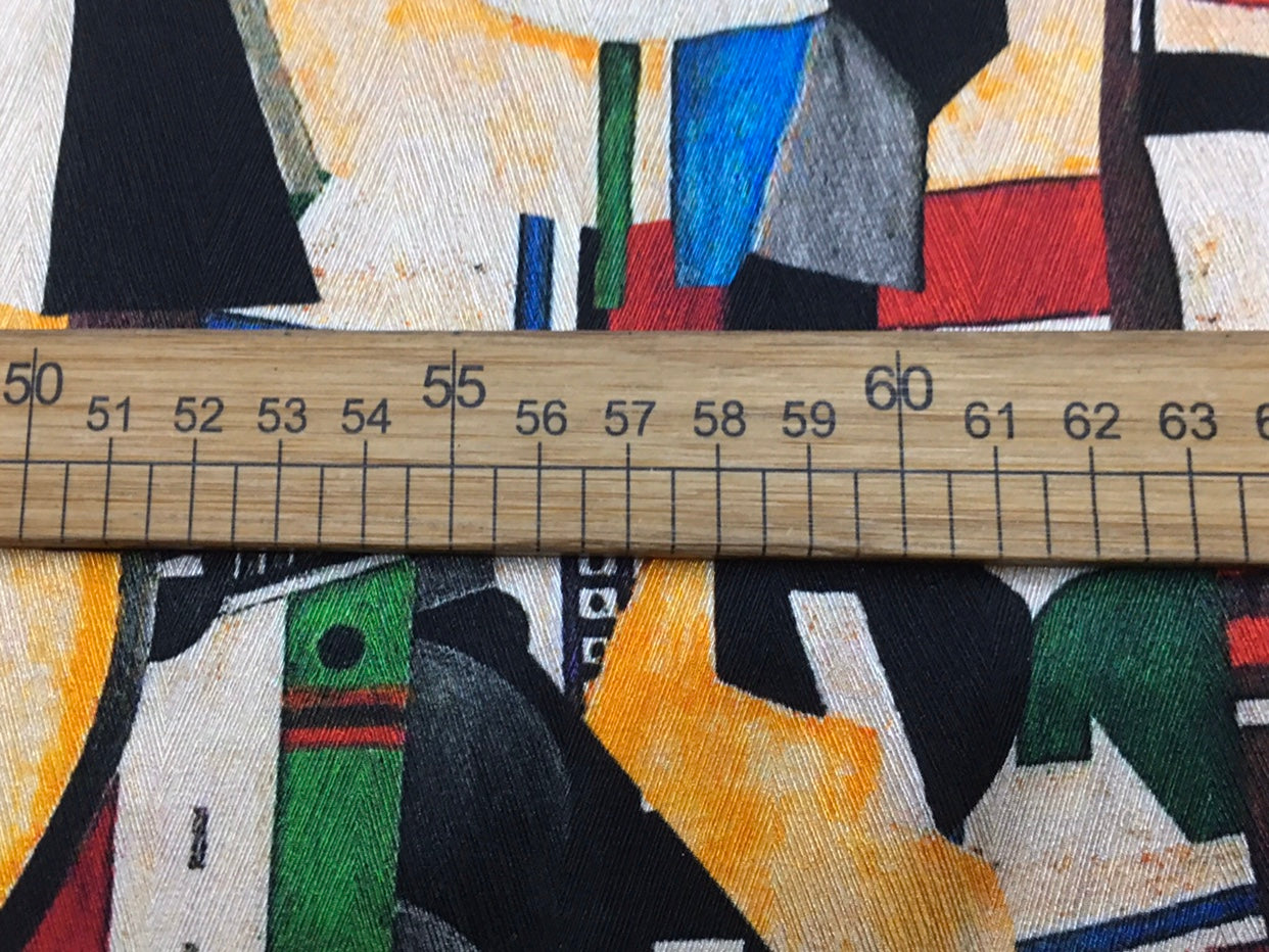 OMBGZT - 22 Momme Colorful Irregular Graphics Pattern Digital Print Sangbo Stretch Silk Satin Fabric - 108cm wide by the Yard