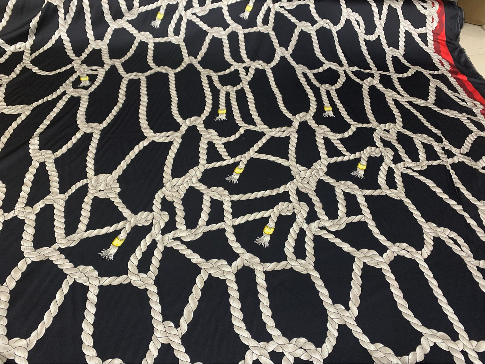 OSISEN - 19 Momme European knot Pattern Digital Print Stretch Silk Satin Fabric - 140cm wide by the Yard